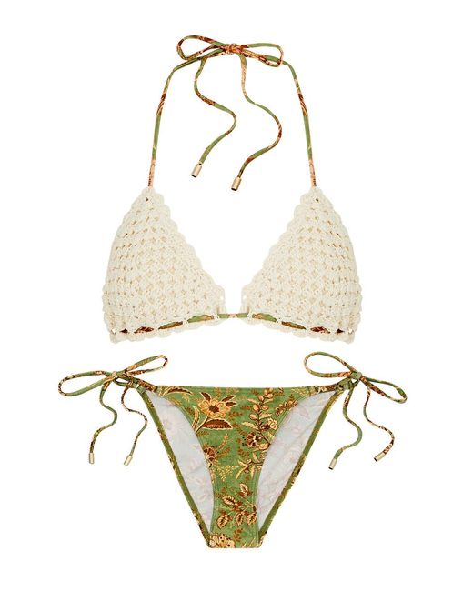 Zimmermann Metallic Junie Floral-print And Crochet Bikini for men