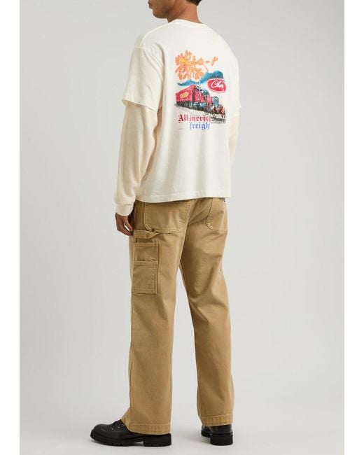 CHERRY LA White Printed Layered Cotton Top for men