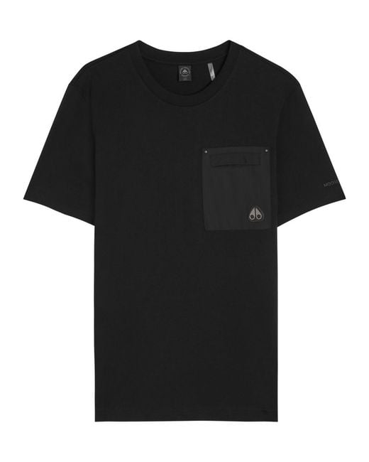 Moose Knuckles Black Dalon Chest Pocket Cotton T-Shirt for men