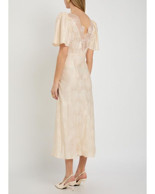 Ronny Kobo Natural Philo Floral-Jacquard Silk-Blend Midi Dress