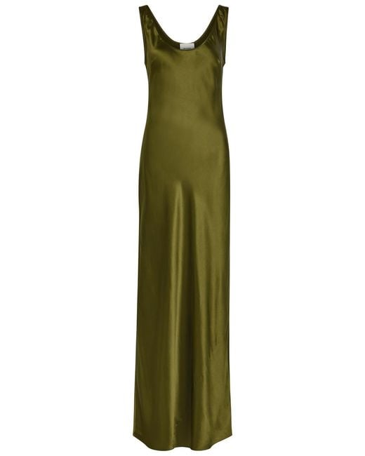 Reformation Green Pamela Silk Maxi Slip Dress