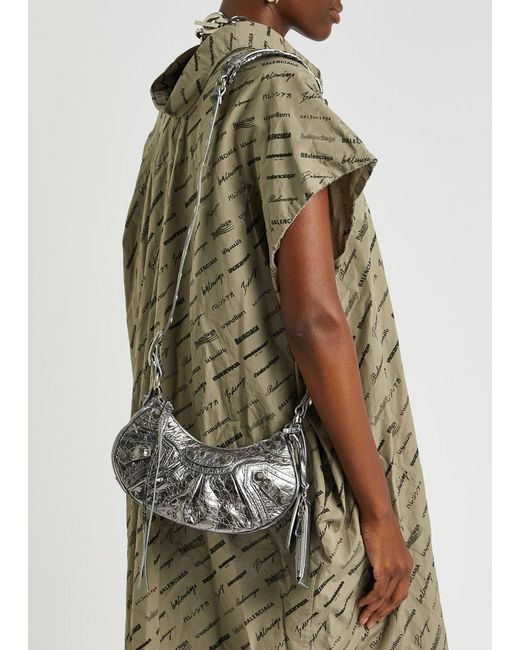 Balenciaga Gray Le Cagole Xs Metallic Shoulder Bag