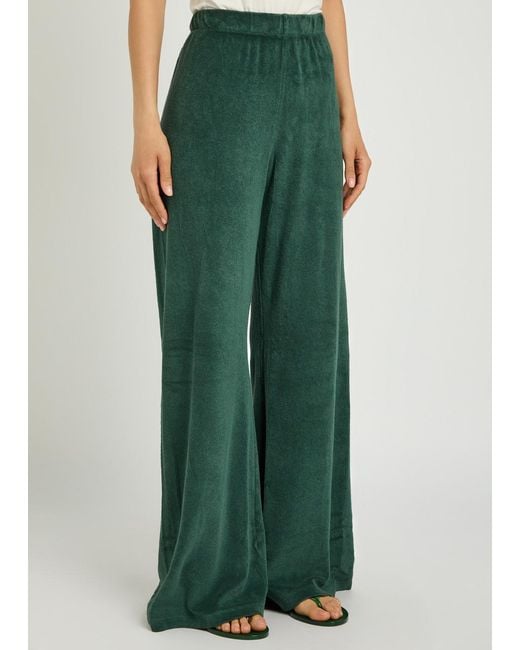 Suzie Kondi Green Zephyra Wide-Leg Terry Trousers