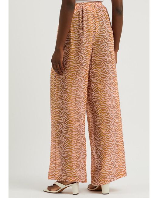 Forte Forte Orange Zebra-Print Wide-Leg Ramie Trousers