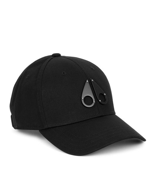 Moose Knuckles Black Logo Cotton-Twill Cap for men
