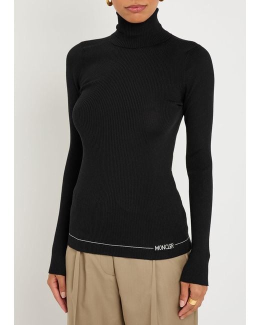 Moncler Black Logo Wool Top