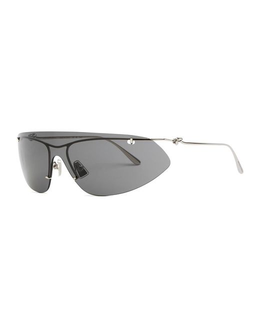 Bottega Veneta Gray Knot Rimless Shield Sunglasses