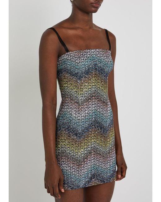 Missoni Multicolor Zigzag Metallic-Knit Mini Dress