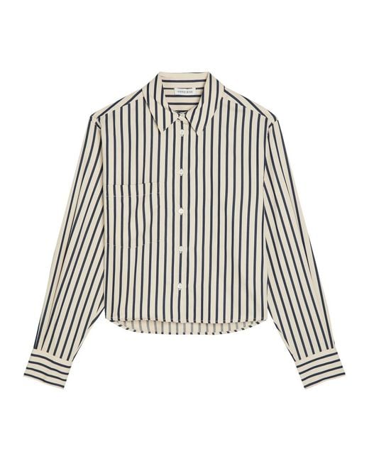 Anine Bing White Essie Striped Cotton Shirt