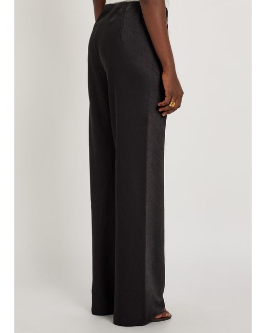 Vince Black Wide-Leg Satin Trousers