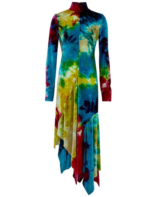 Marques'Almeida Blue Tie-dye Velvet Midi Dress
