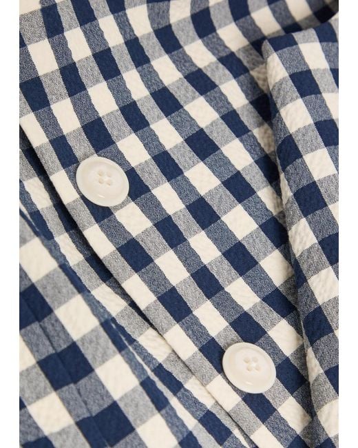 Veronica Beard Blue Lois Gingham Seersucker Vest