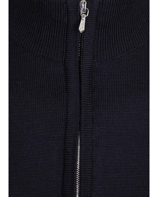 John Smedley Blue Tapton Half-Zip Merino Wool Jumper for men