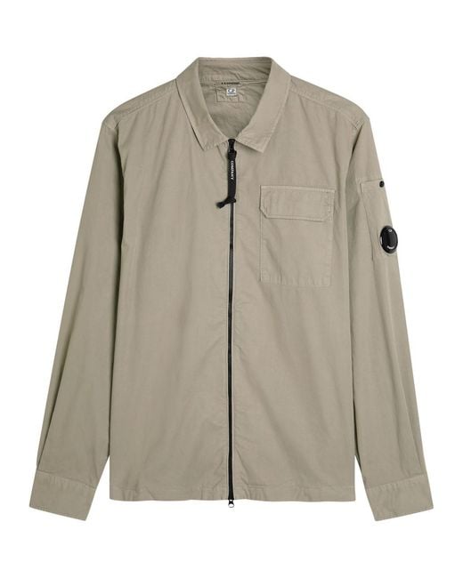 C P Company Gray Lens Cotton Gabardine Overshirt for men