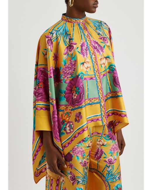 LaDoubleJ Multicolor Foulard Floral-Print Satin-Twill Shirt