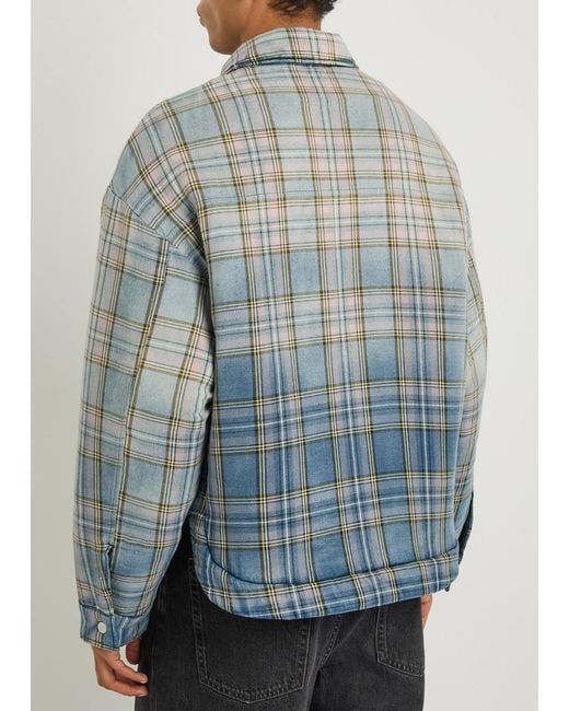 Cole Buxton Blue Checked Cotton Jacket for men