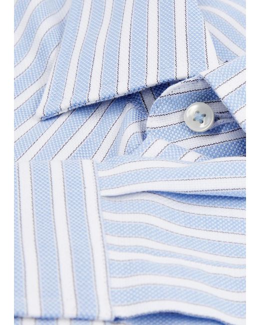 Boss Blue Striped Stretch-Cotton Shirt for men