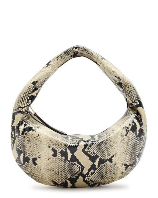 Khaite Metallic Olivia Medium Snake-Effect Leather Top Handle Bag