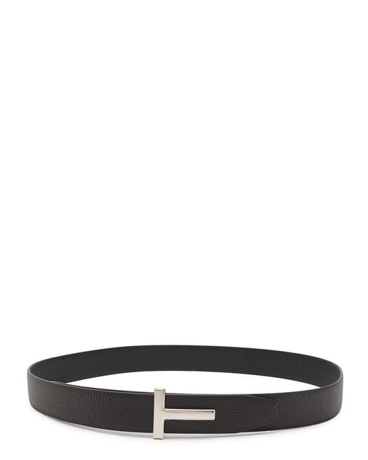 Tom Ford White Reversible Grained Leather Belt for men
