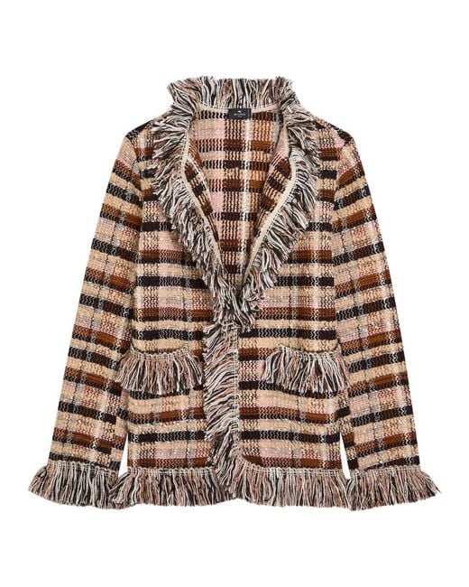 Etro Brown Striped Fringed Woven Jacket