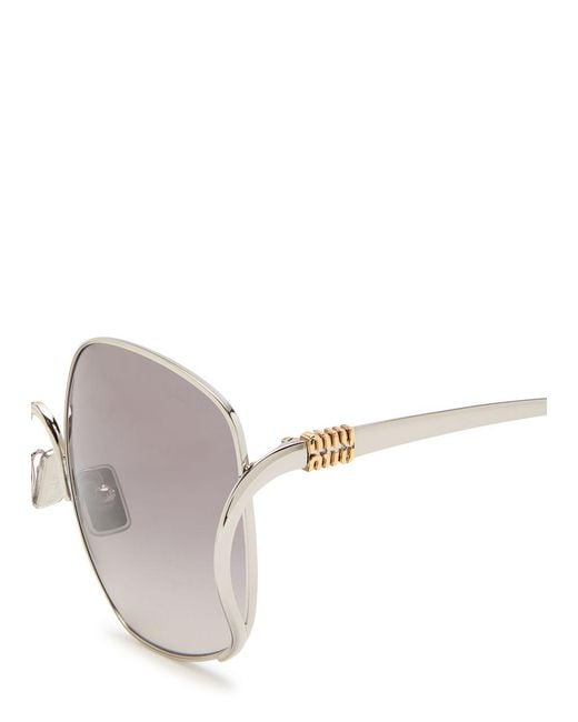 Miu Miu Metallic Oversized Square-Frame Sunglasses