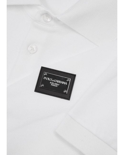 Dolce & Gabbana White Piqué Cotton Polo Shirt for men