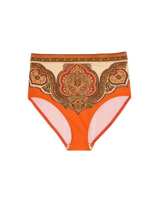Zimmermann Orange Mahon Patterned Bikini Brief