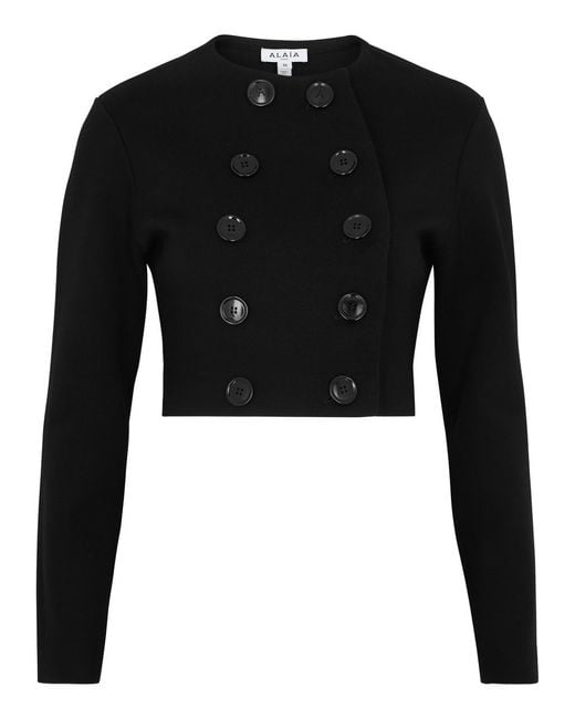Alaïa Black Double-Breasted Wool-Blend Cardigan