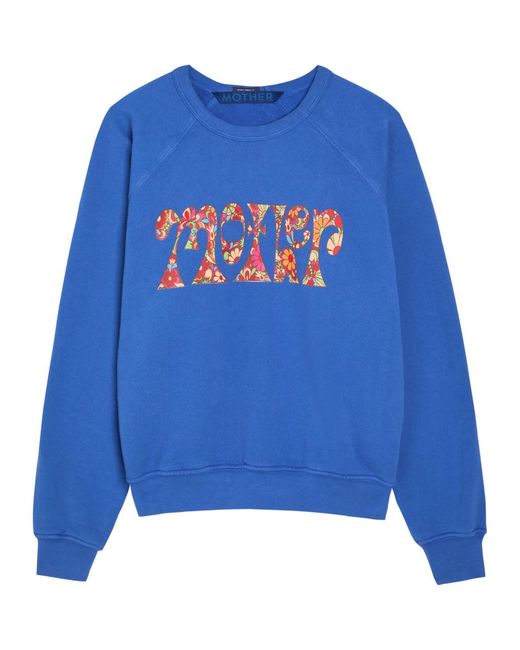 Mother Blue The Concert Cropped Cotton Sweatshirt