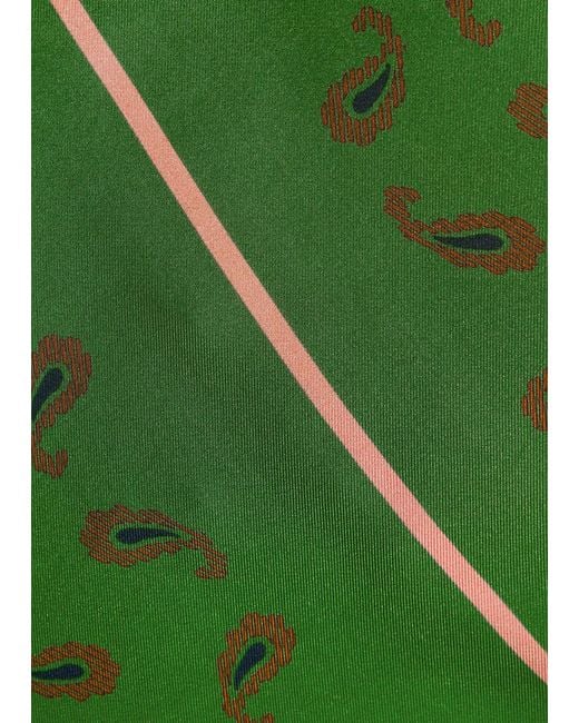 Otzio Green Margot Printed Asymmetric Silk Midi Skirt