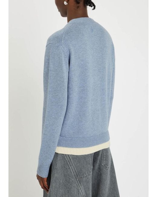 J.W. Anderson Blue Layered-Effect Wool And Cashmere-Blend Cardigan