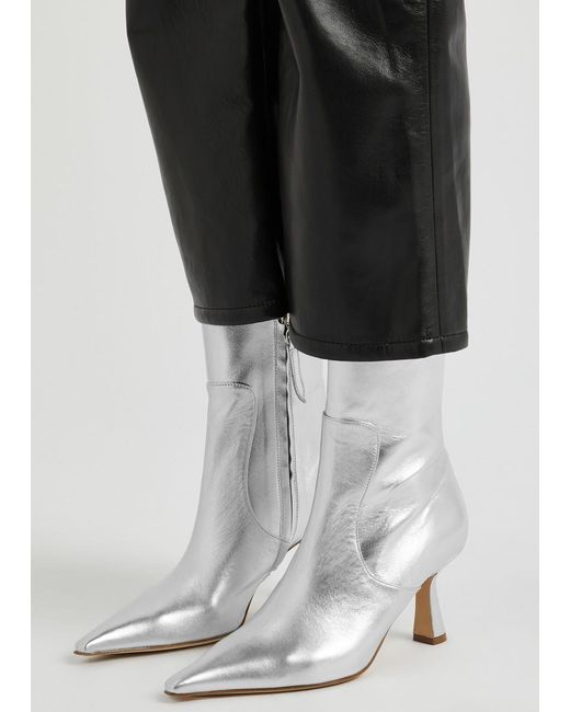 Aeyde Gray Zuri 75 Leather Ankle Boots