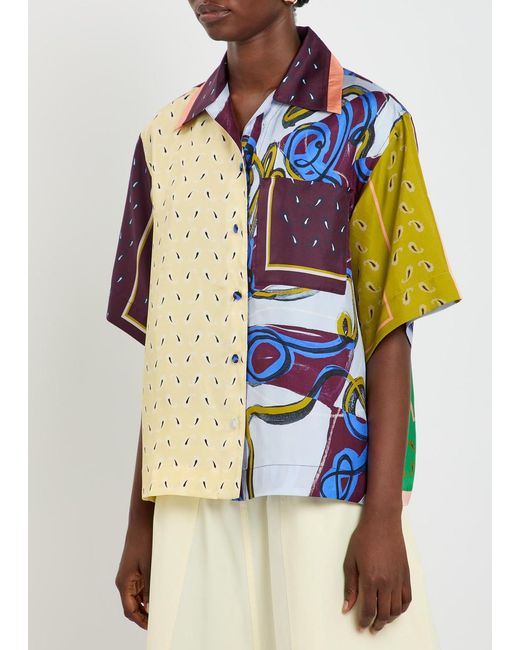 Otzio Blue Cecilia Printed Silk Shirt