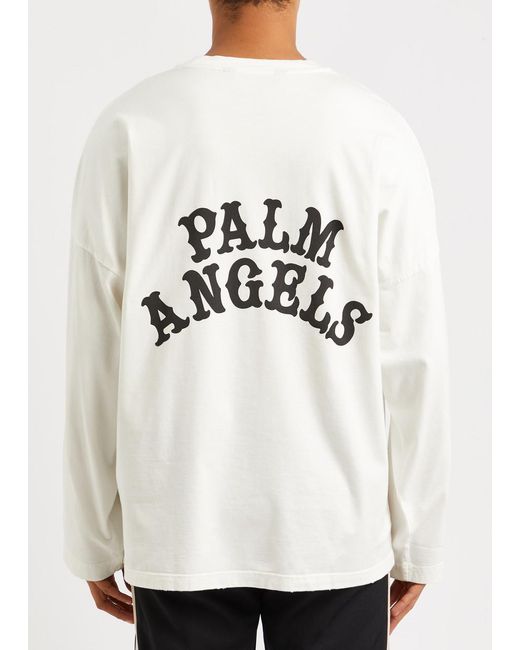 Palm Angels White Dice Game Distressed Printed Cotton Top for men