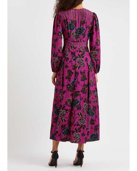 Diane von Furstenberg Purple Anjali Floral-print Midi Dress