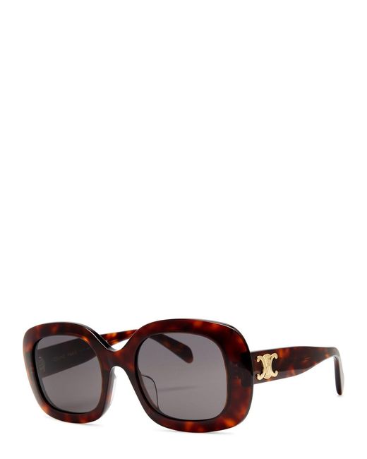 Céline Brown Oversized Oval-frame Sunglasses Designer Plaque At Temples, 100% Uv Protection