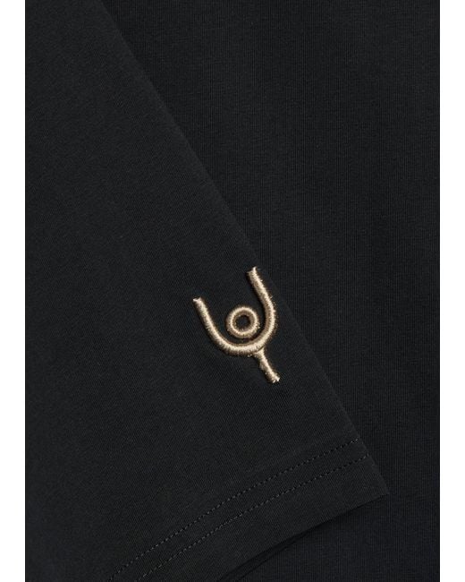 Now You Live Black Arensby Logo-Embroidered Cotton T-Shirt for men