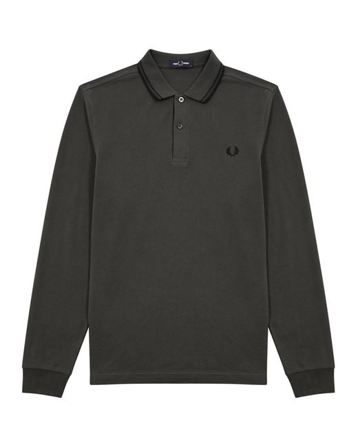 Fred Perry Gray Logo-embroidered Piqué Cotton Polo Shirt for men
