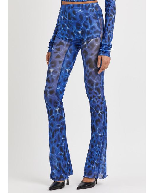 KNWLS Blue Halcyon Printed Stretch-tulle leggings