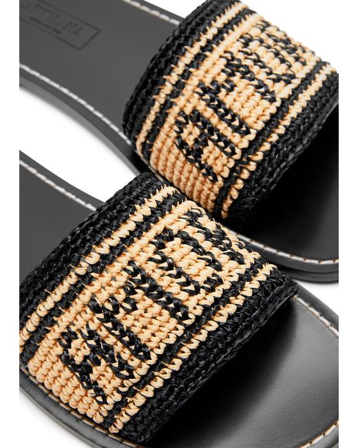 Arteana Black Elba Crochet Leather Sliders
