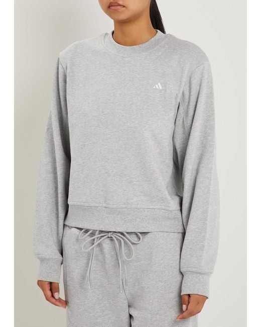 Stella McCartney White Adidas X Logo-Print Cropped Cotton Sweatshirt
