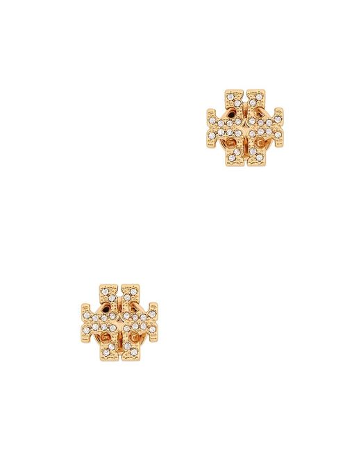 Tory Burch White Kira Logo-Tone Earrings