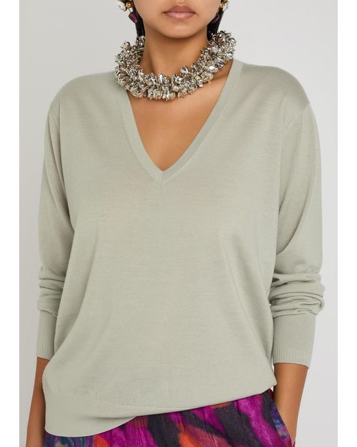 Dries Van Noten White Tuomas Merino Wool Jumper