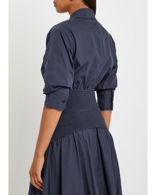 Jonathan Simkhai Blue Stiles Cotton-Poplin Cropped Shirt