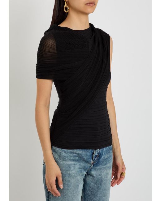 Balmain Black Layered Textured Close-Knit Top