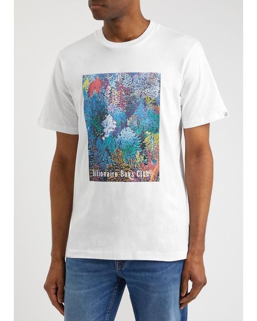 BBCICECREAM Blue Wilderness Printed Cotton T-shirt for men