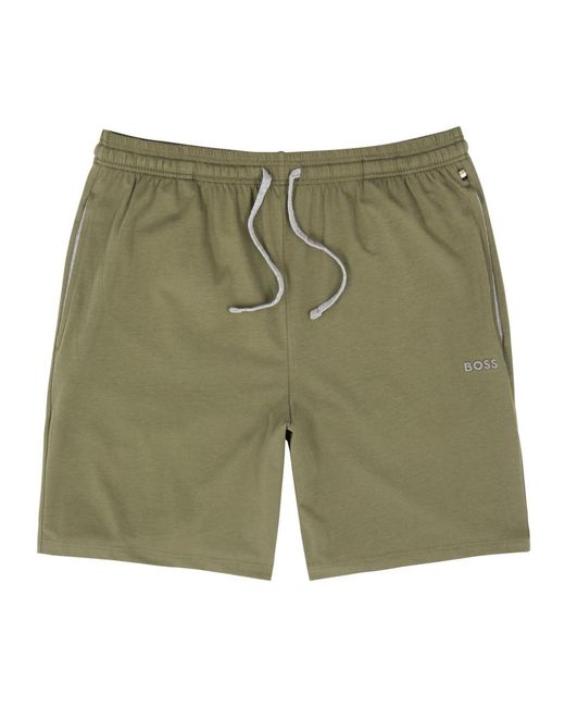Boss Green Logo-Embroidered Stretch-Cotton Shorts for men