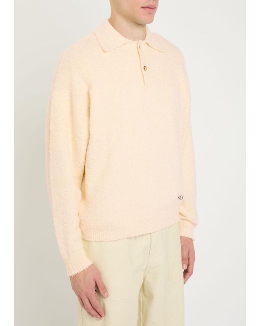 Picante Natural Shaggy Logo-Embroidered Cotton-Blend Polo Jumper for men