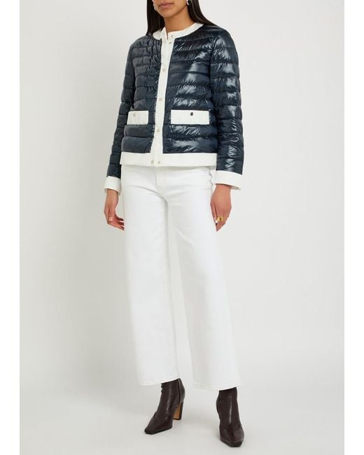 Herno Blue Contrasting Padded Glossed Shell Jacket