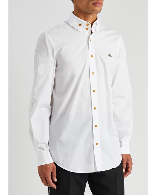 Vivienne Westwood White Krall Logo-embroidered Cotton Shirt for men
